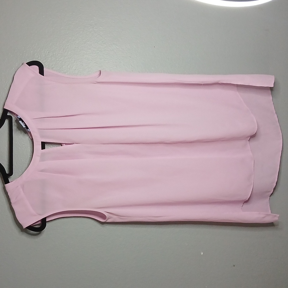 CeCe Pink Sleeveless‎ Pleated Tank Top